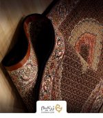 فرش کناره کاشان 700 شانه طرح ریزماهی رنگ‌ سرمه‌ای