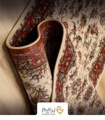 فرش کناره کاشان 700 شانه طرح افشان صبا رنگ‌ کرم