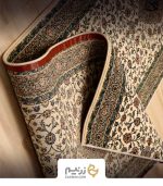 فرش کناره 700 شانه طرح کاشان رنگ‌ کرم